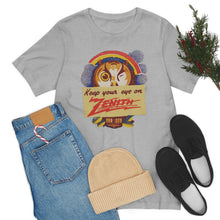 Load image into Gallery viewer, &quot;Keep Your Eye on Zenith&quot; Owl vintage radio ad Tshirt
